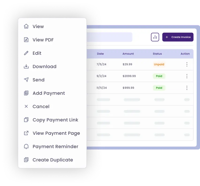 Actions for your invoice management